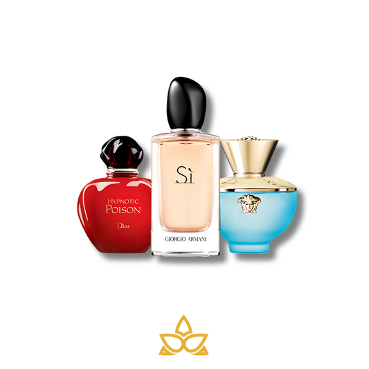 Combo de 3 Perfumes Dior HYPNOTIC POISON, Giorgio Armani SÌ y Versace DYLAN TURQUOISE