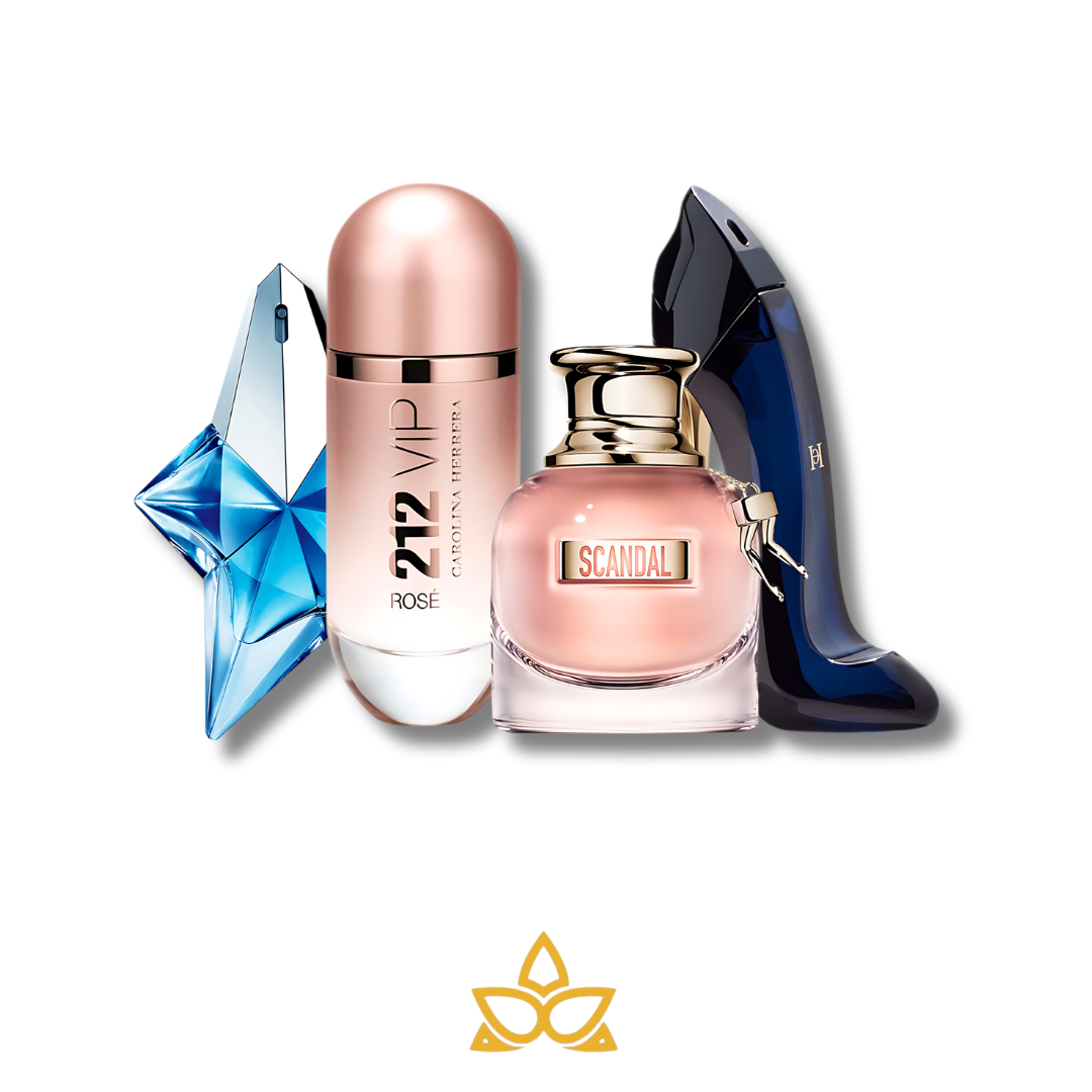 Combo 4 Perfumes Angel Mugler, 212 VIP Rosé, Scandal y Good Girl