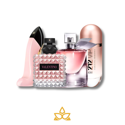 Combo 4 Perfumes Good Girl Blush, Valentino Donna Born In Roma, La Vie Est Belle y 212 Vip Rosé