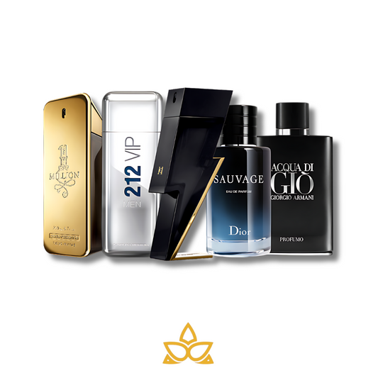 Combo 5 Perfumes Aqua Di Gio Profumo, Dior Sauvage, Bad Boy, 212 VIP y One Million