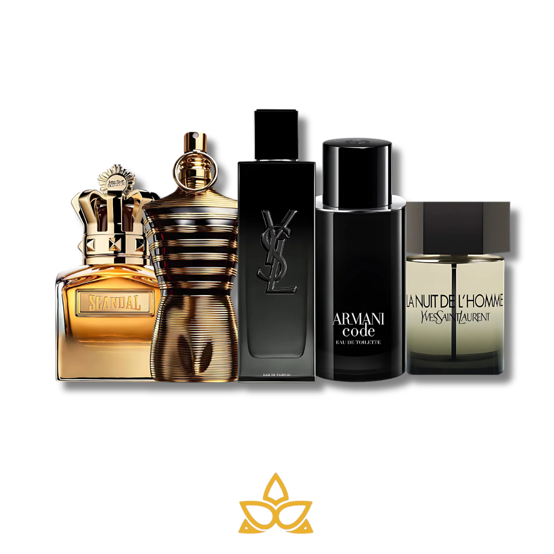 Combo 5 Perfumes MY SLF, Armani Code, JPG Le Male Elixir, YSL La Nuit y Scandal Absolu