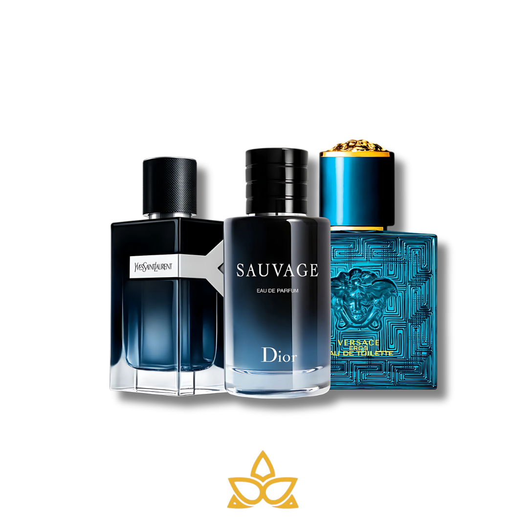 Combo 3 perfumes Dior SAUVAGE, Yves Saint Laurent Y MEN y Versace EROS