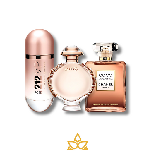 Combo de 3 Perfumes Carolina Herrera 212 VIP ROSÉ, Paco Rabanne OLYMPÉA y COCO