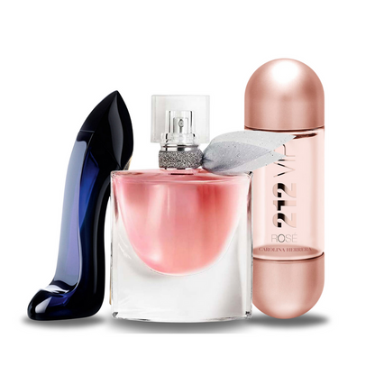 Combo de 3 Parfums Carolina Herrera GOOD GIRL, Lancôme LA VIE EST BELLE y Carolina Herrera 212 VIP ROSÉ