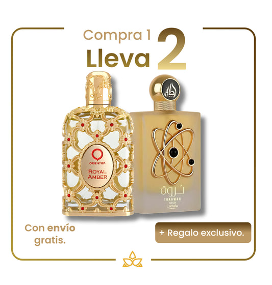 Combo de 2 Perfumes Árabes- Royal Amber y Tharwah Gold – 100ml